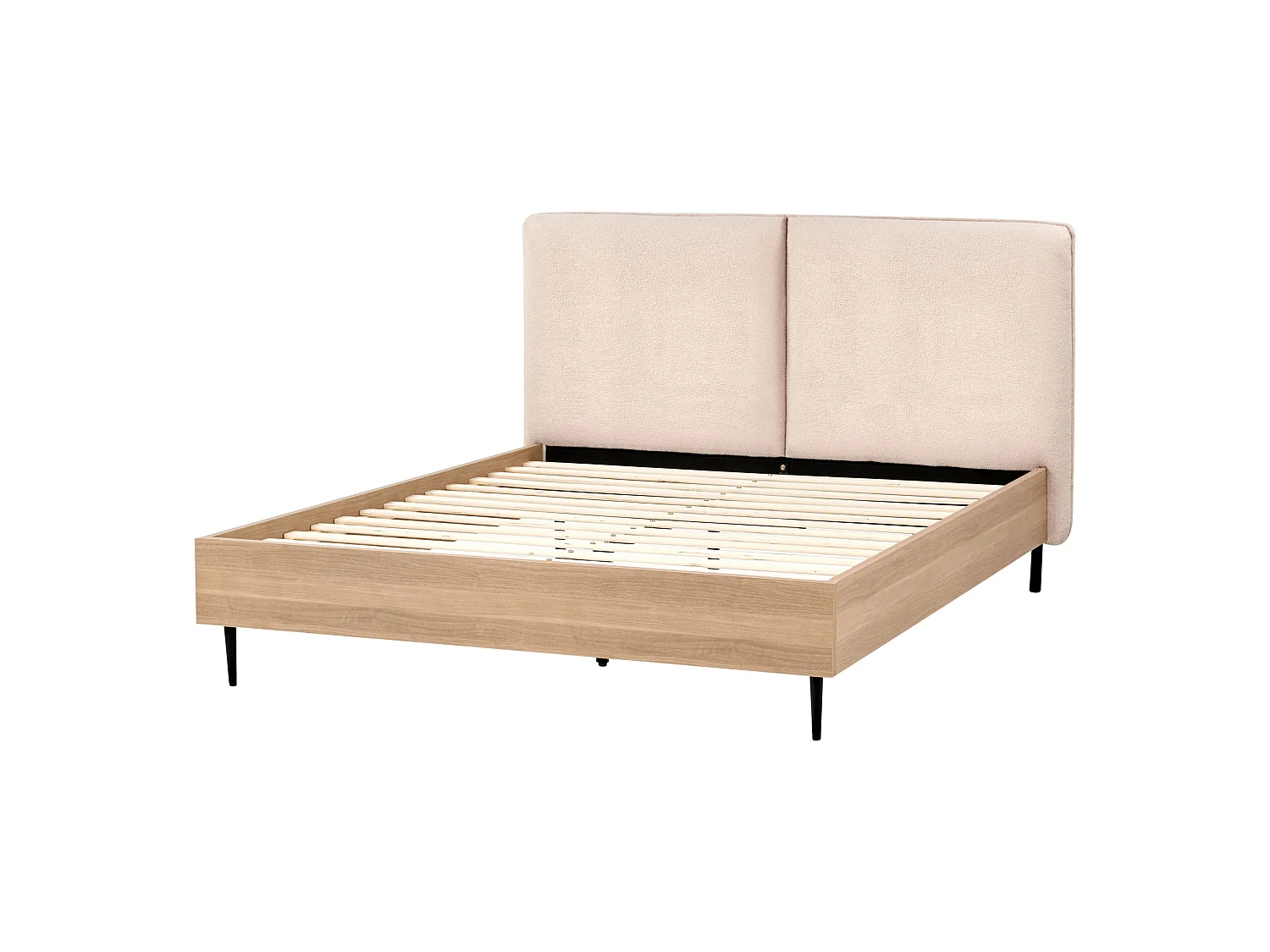 Säng med lamellram Bouclé LIMANTON 140 x 200 cm Beige