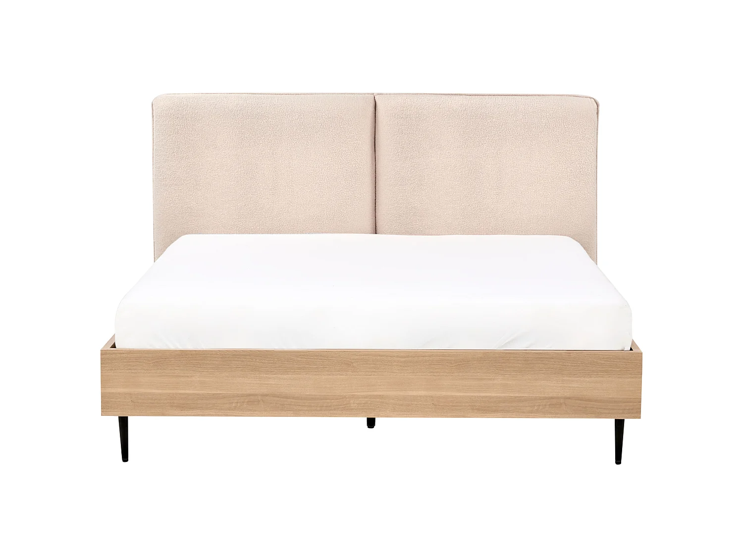 Säng med lamellram Bouclé LIMANTON 140 x 200 cm Beige