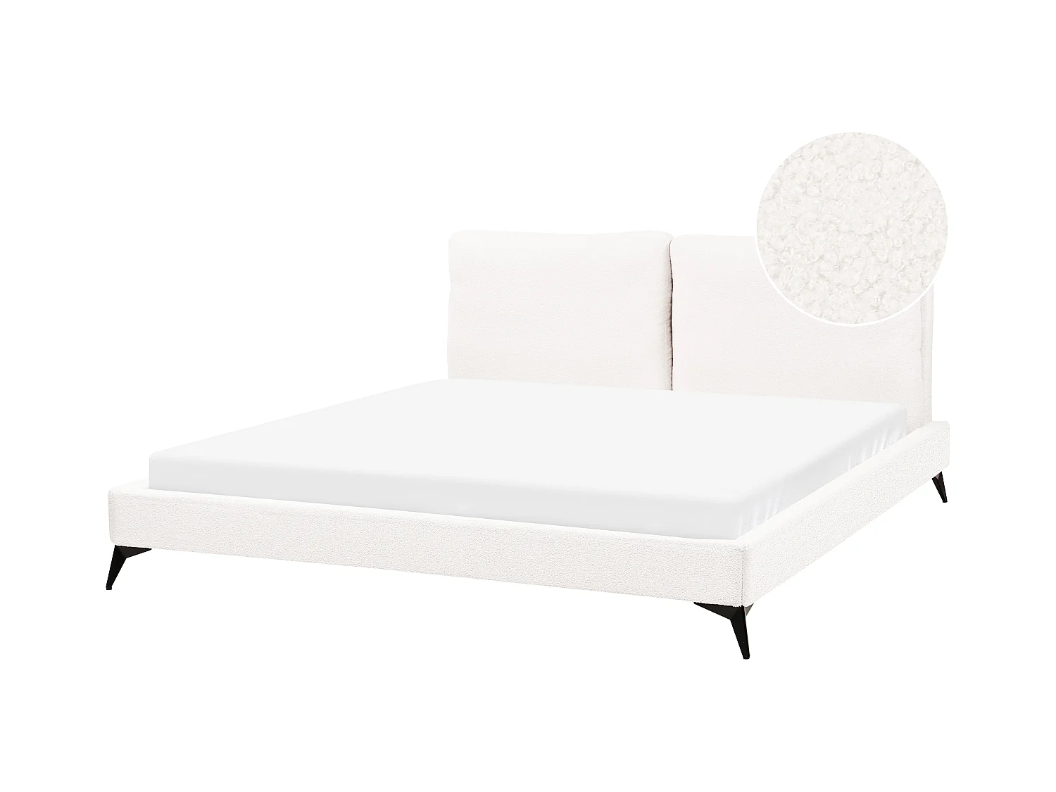 Lit avec sommier Bouclé MELLE 180 x 200 cm Blanc cassé