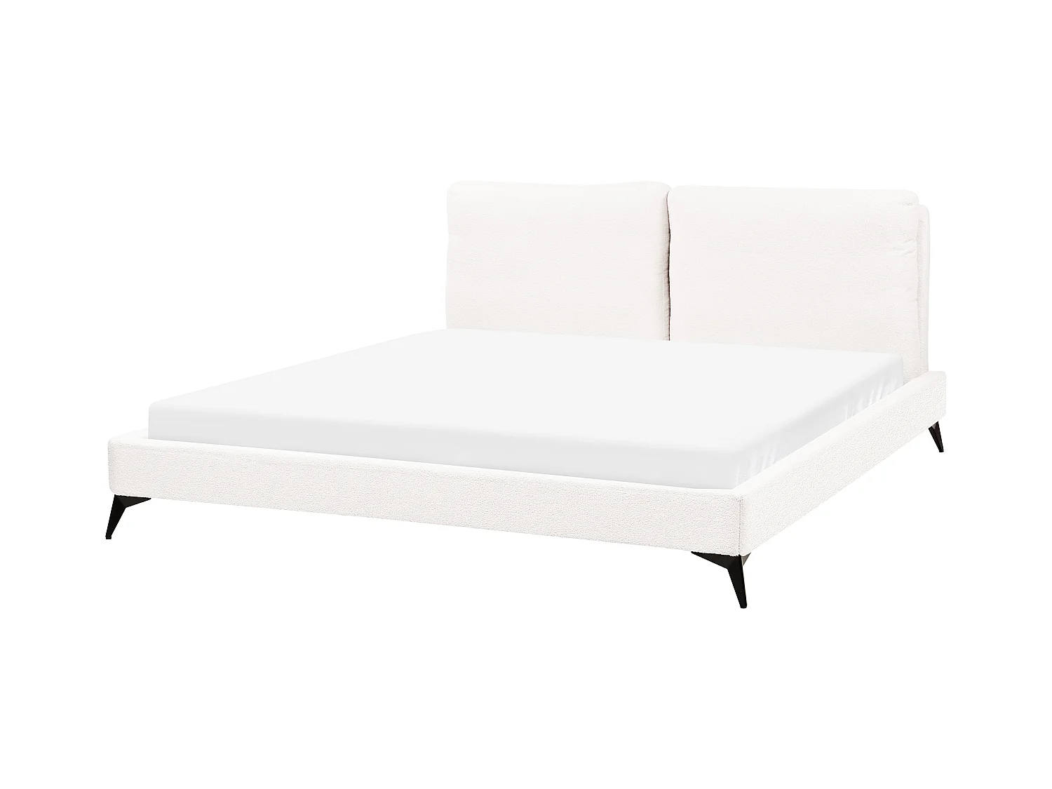 Lit avec sommier Bouclé MELLE 180 x 200 cm Blanc cassé