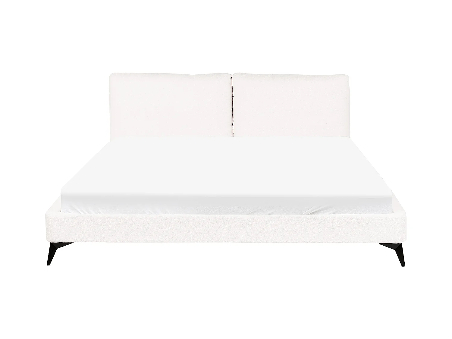 Lit avec sommier Bouclé MELLE 180 x 200 cm Blanc cassé