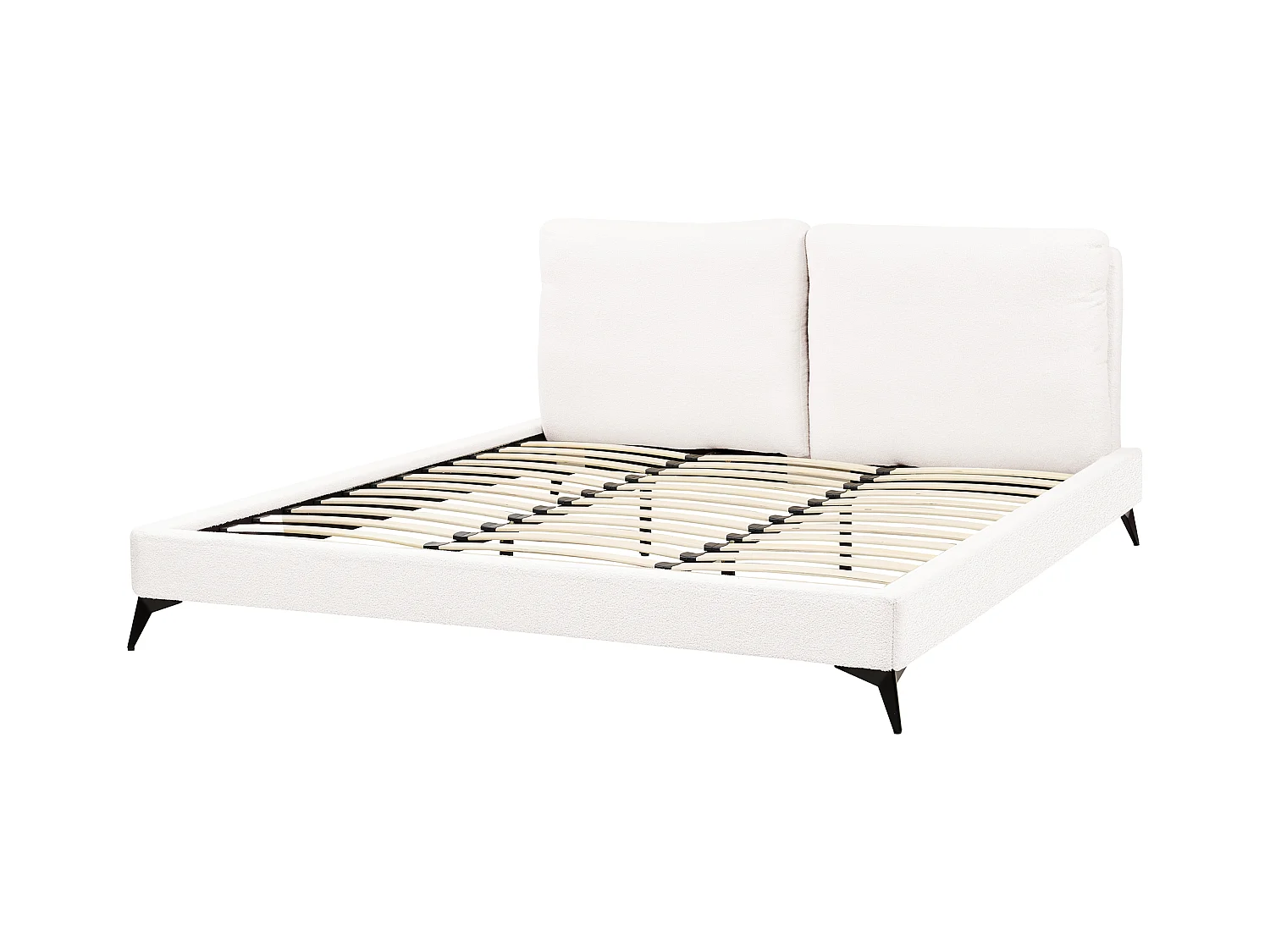 Lit avec sommier Bouclé MELLE 180 x 200 cm Blanc cassé