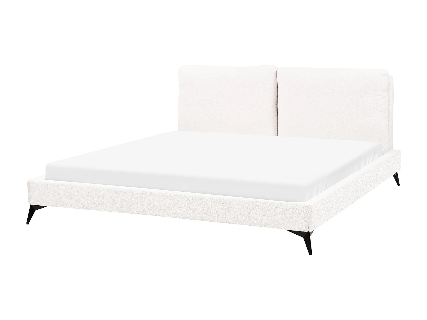 Lit avec sommier Bouclé MELLE 180 x 200 cm Blanc cassé