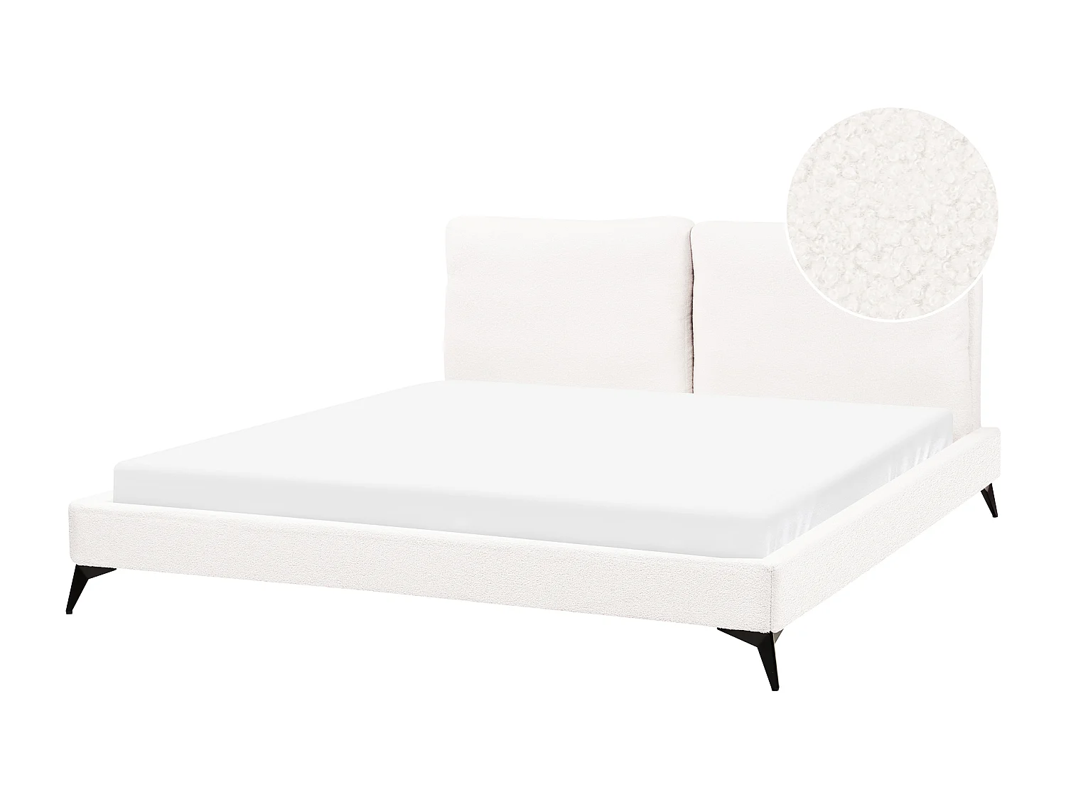 Lit avec sommier Bouclé MELLE 180 x 200 cm Blanc cassé