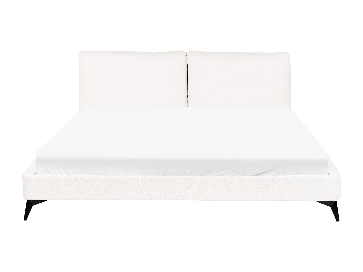 Lit avec sommier Bouclé MELLE 180 x 200 cm Blanc cassé