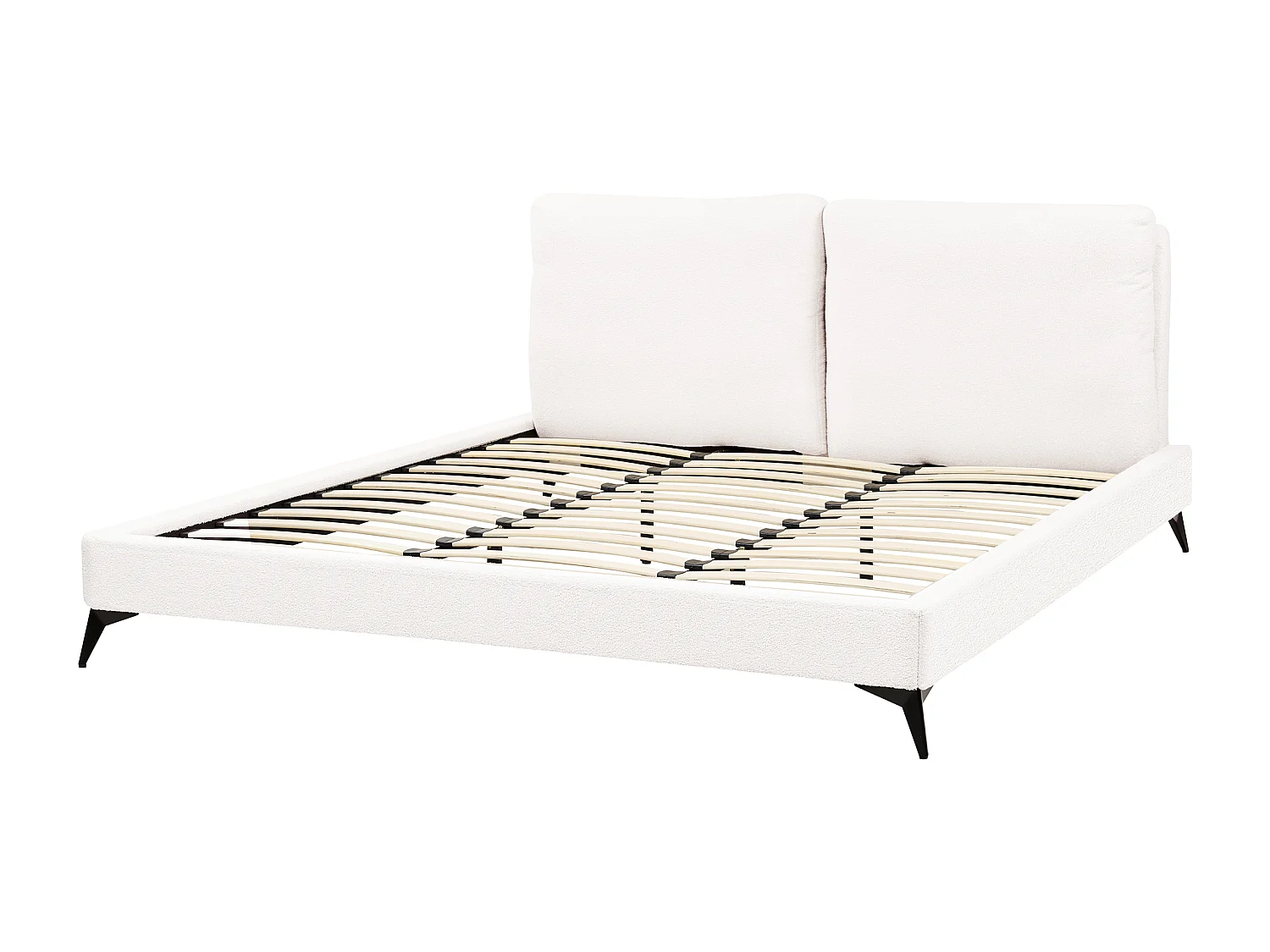 Bett mit Lattenrost Bouclé MELLE 180 x 200 cm Cremeweiss