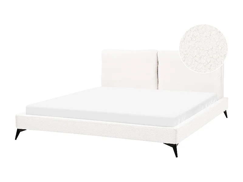 Bett mit Lattenrost Bouclé MELLE 180 x 200 cm Cremeweiss