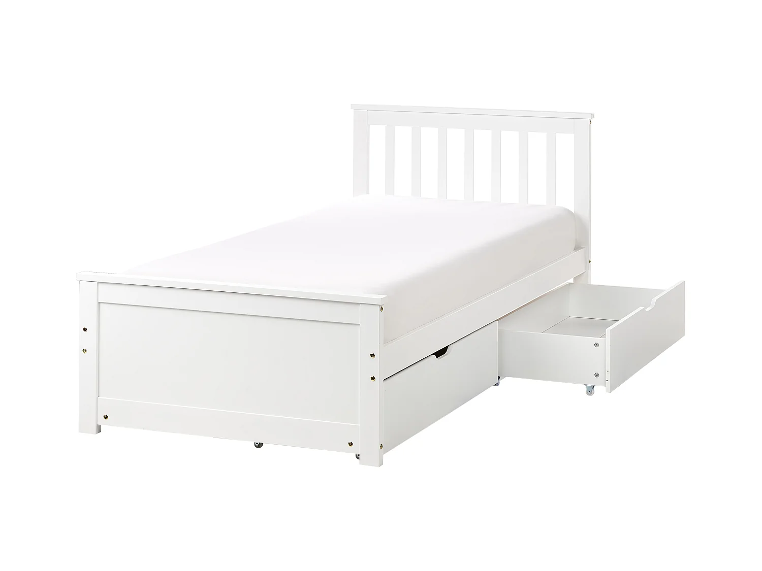 Lit avec tiroirs de rangement Bois de pin OLENDON 90 x 200 cm Blanc