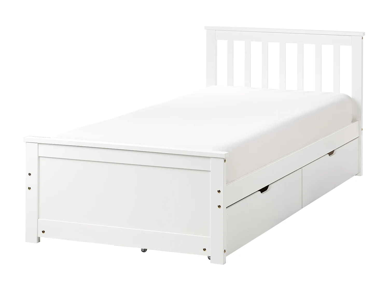 Lit avec tiroirs de rangement Bois de pin OLENDON 90 x 200 cm Blanc