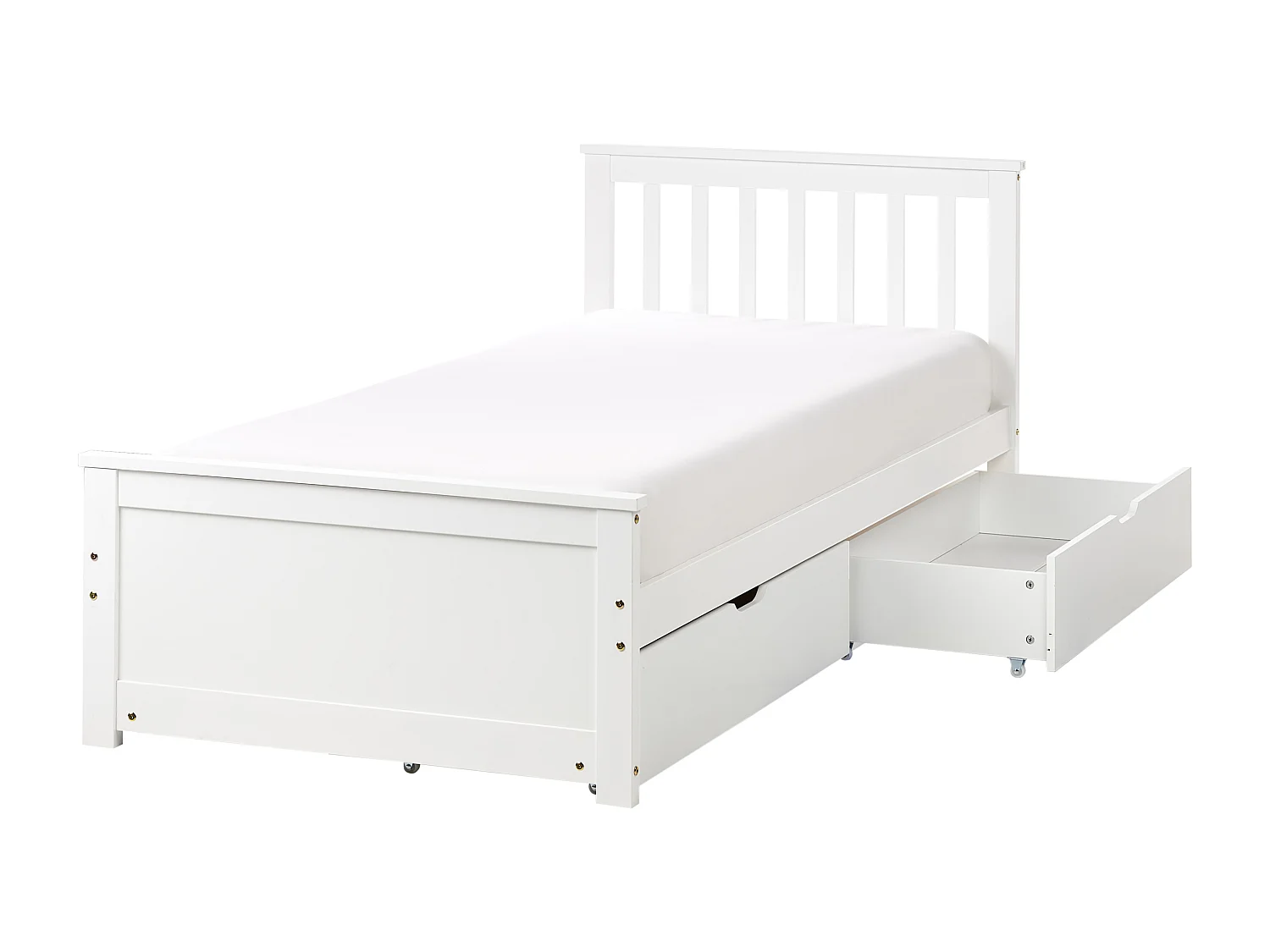 Letto legno bianco con 2 cassetti 90 x 200 cm OLENDON