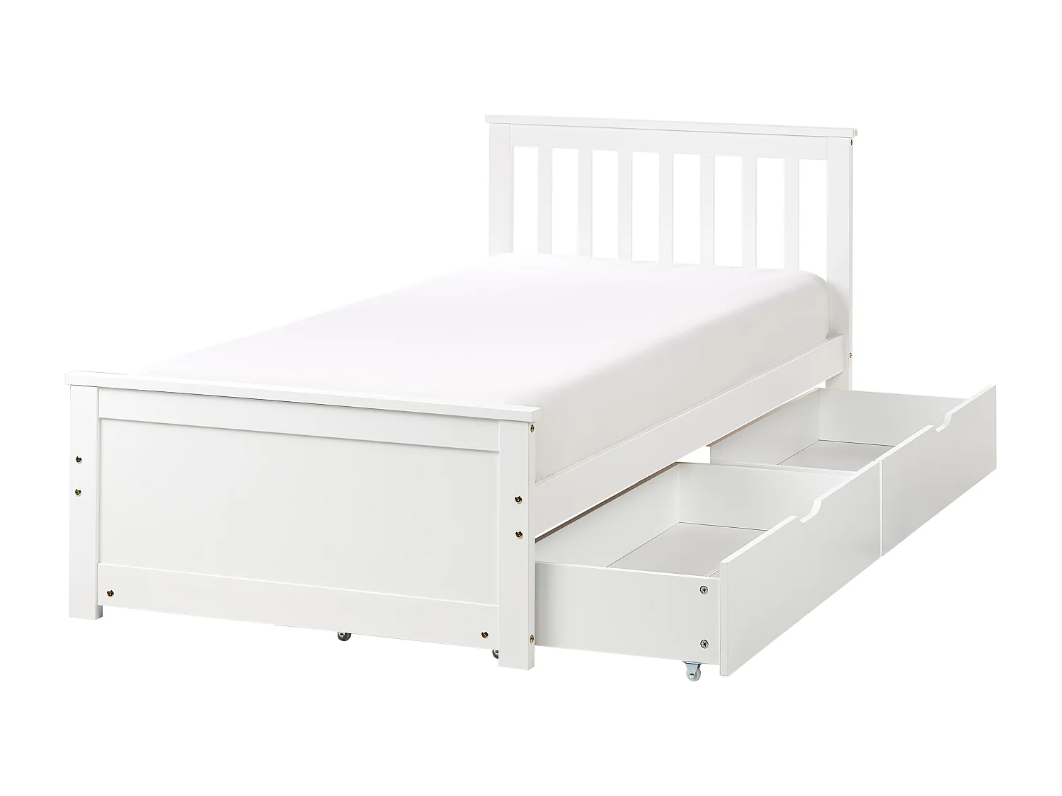 Letto legno bianco con 2 cassetti 90 x 200 cm OLENDON