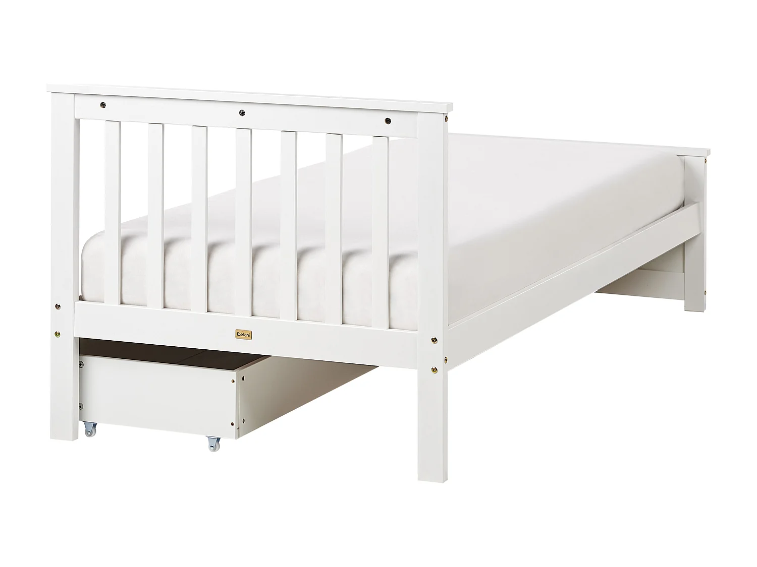 Letto legno bianco con 2 cassetti 90 x 200 cm OLENDON