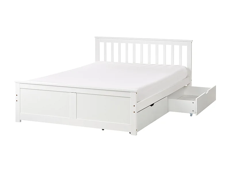 Lit avec tiroirs de rangement Bois de pin OLENDON 140 x 200 cm Blanc