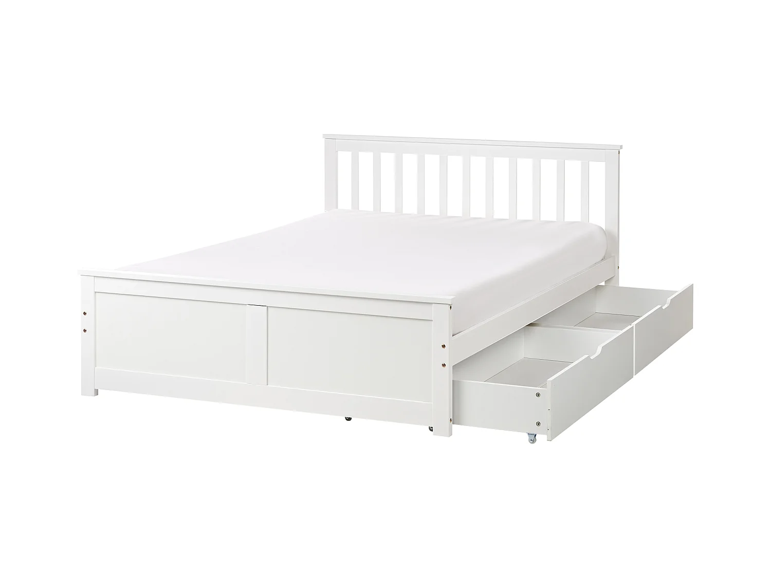 Lit avec tiroirs de rangement Bois de pin OLENDON 140 x 200 cm Blanc