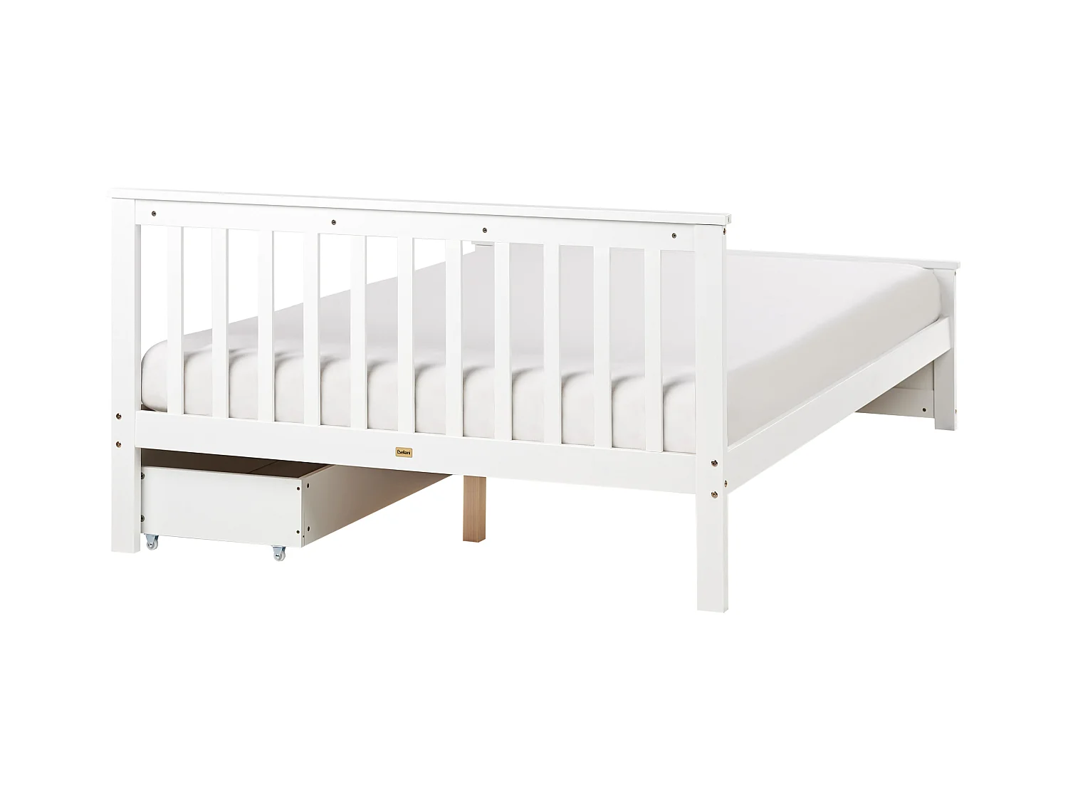 Lit avec tiroirs de rangement Bois de pin OLENDON 140 x 200 cm Blanc