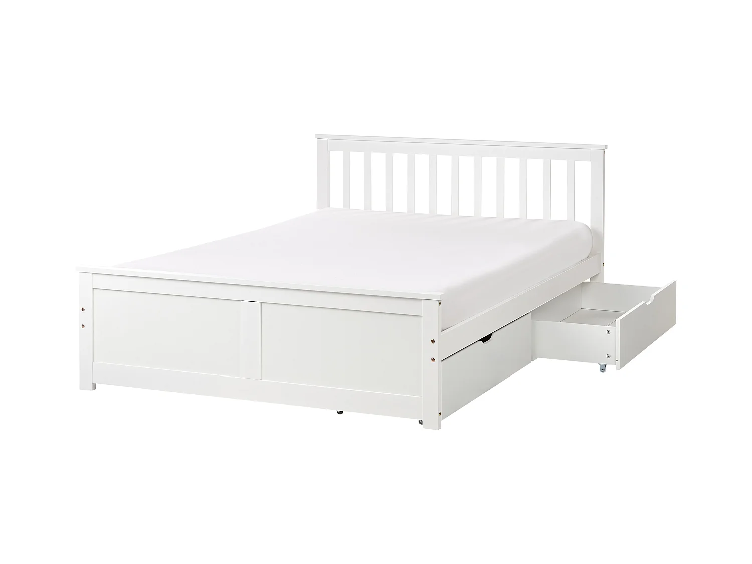 Letto con cassetti contenitori Legno di pino OLENDON 140 x 200 cm Bianco