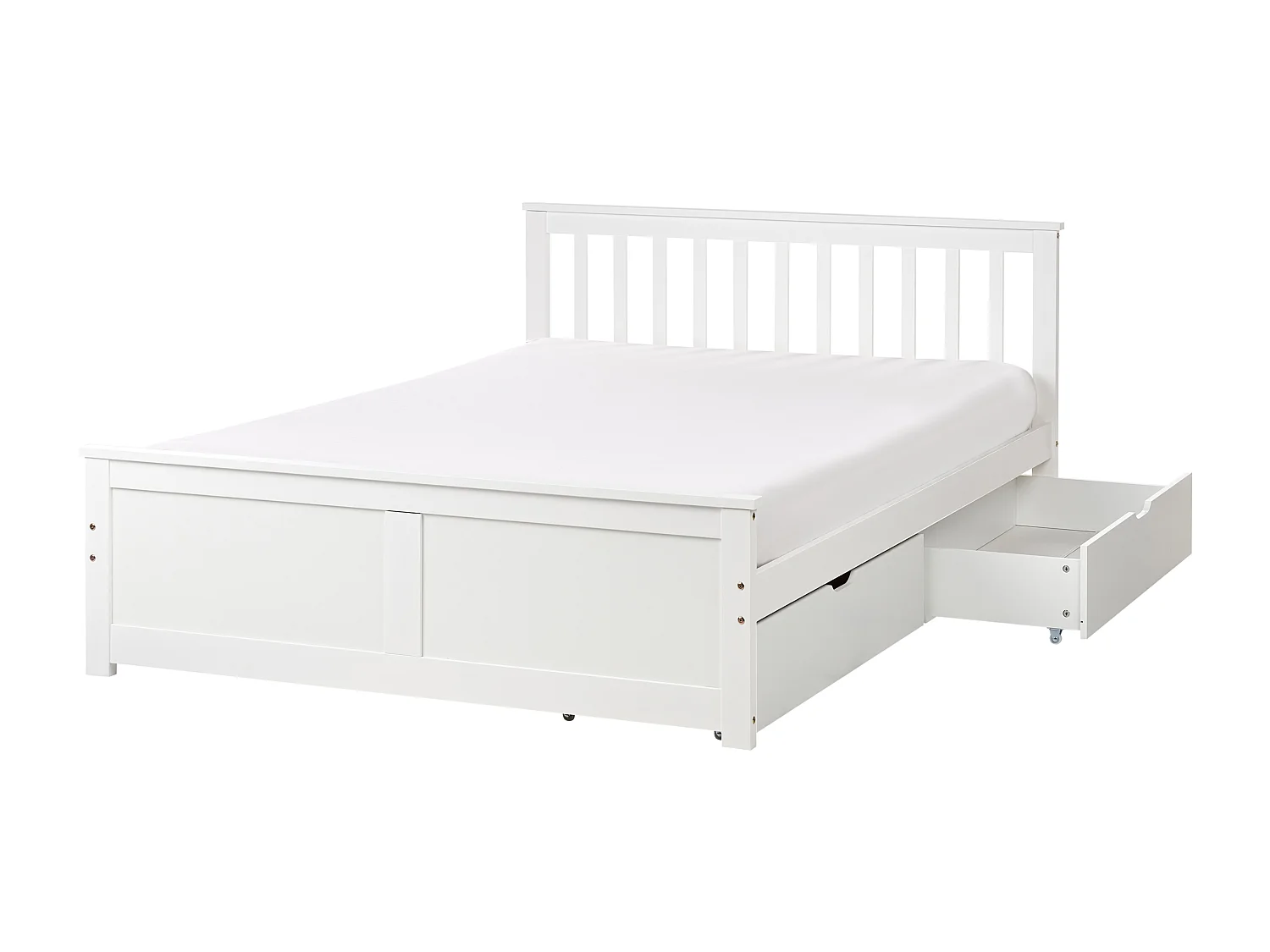 Bett mit Schubladen Kiefernholz OLENDON 140 x 200 cm Weiss