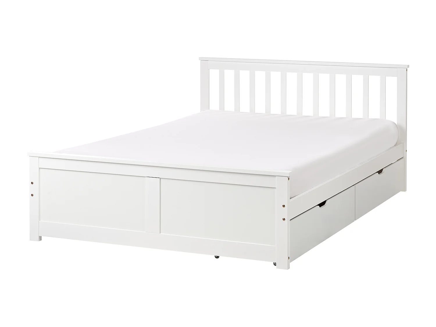 Bett mit Schubladen Kiefernholz OLENDON 140 x 200 cm Weiss