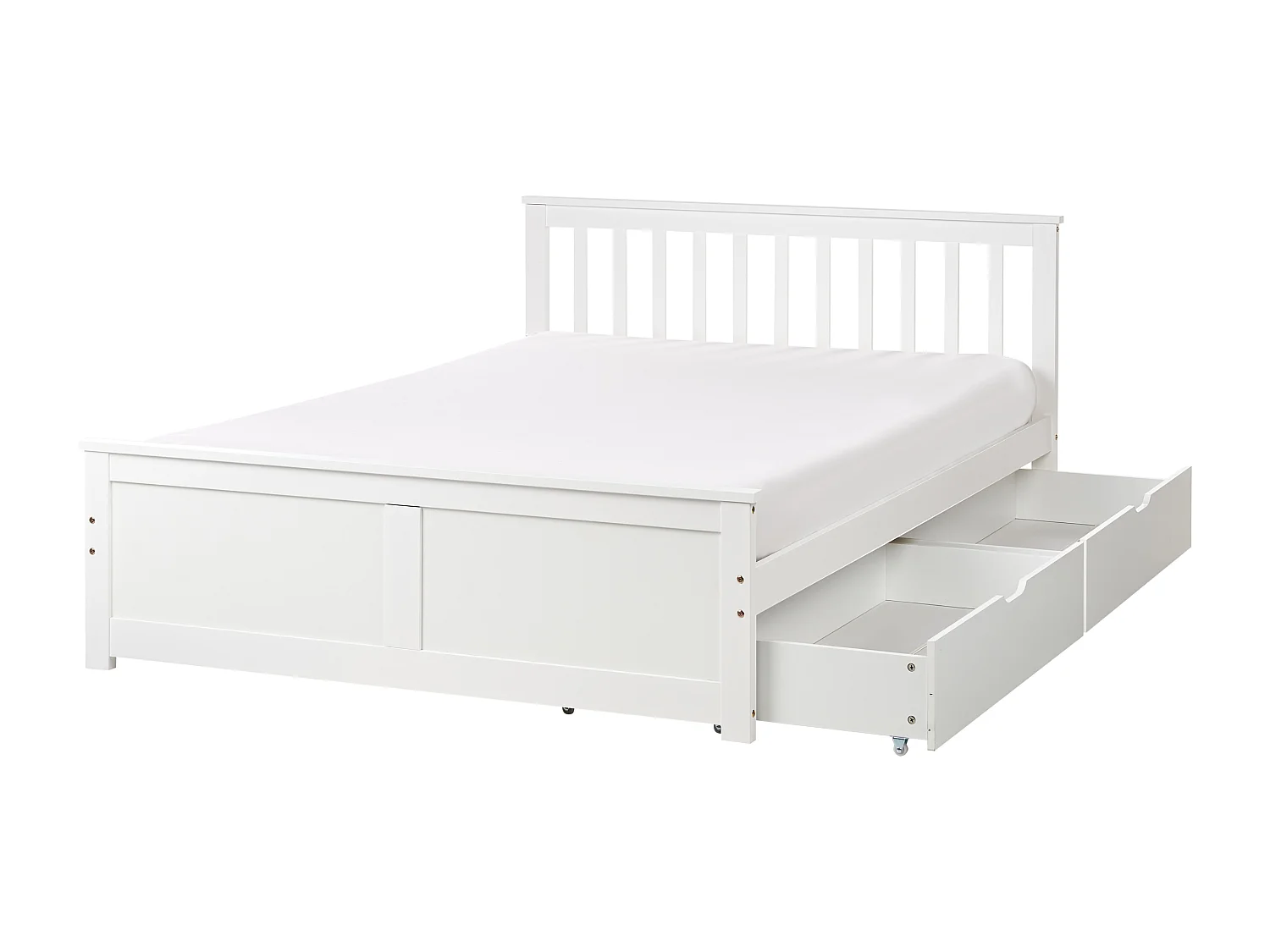 Bett mit Schubladen Kiefernholz OLENDON 140 x 200 cm Weiss