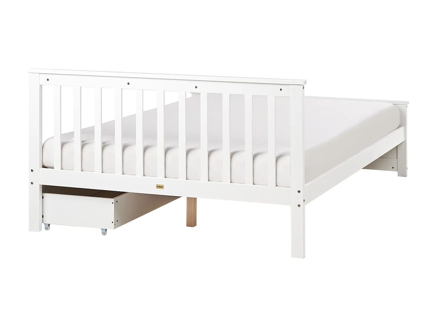 Bett mit Schubladen Kiefernholz OLENDON 140 x 200 cm Weiss