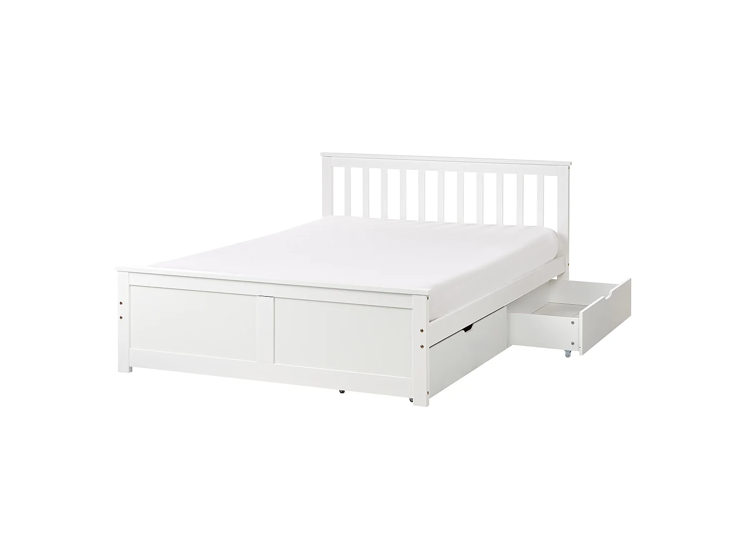 Bed with 2 Drawers OLENDON Pine Wood White 140 x 200 cm (EU Double)