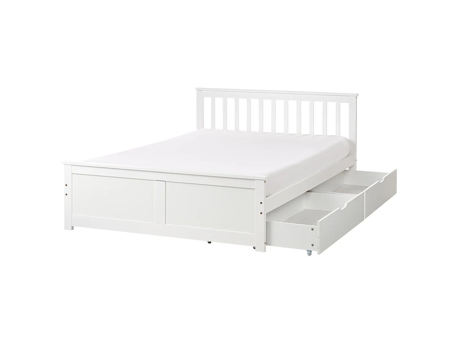 Bed with 2 Drawers OLENDON Pine Wood White 140 x 200 cm (EU Double)