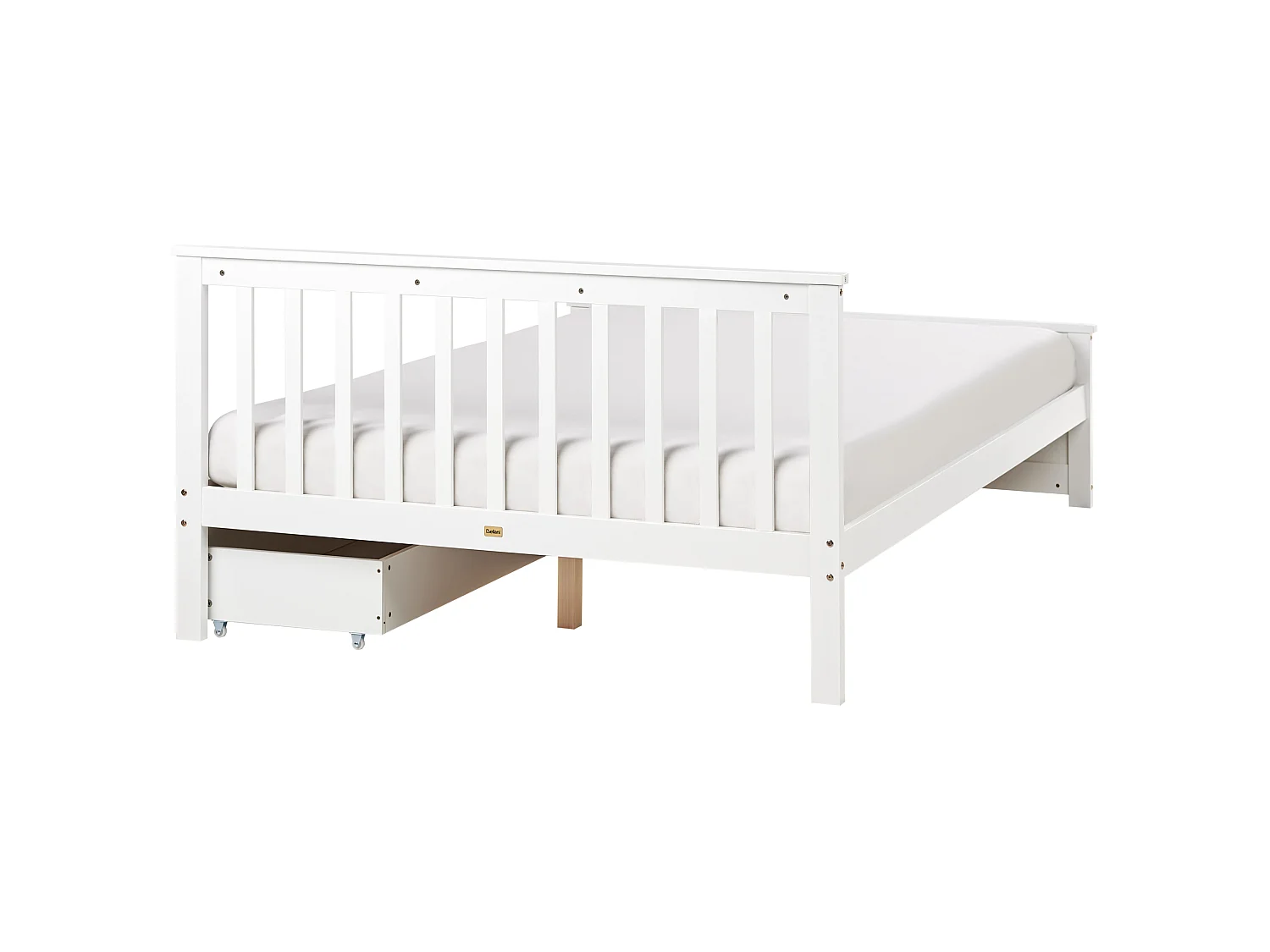 Bed with 2 Drawers OLENDON Pine Wood White 140 x 200 cm (EU Double)