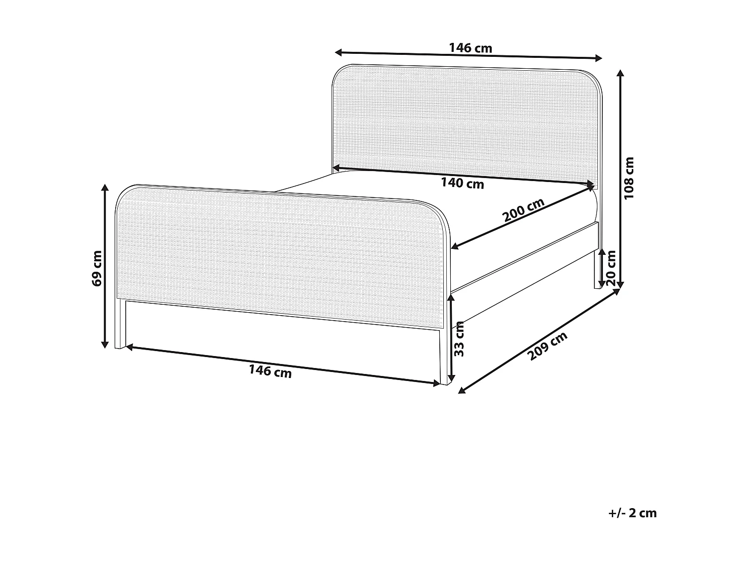 Bed Dennenhout GONFARON 140 x 200 cm Zwart
