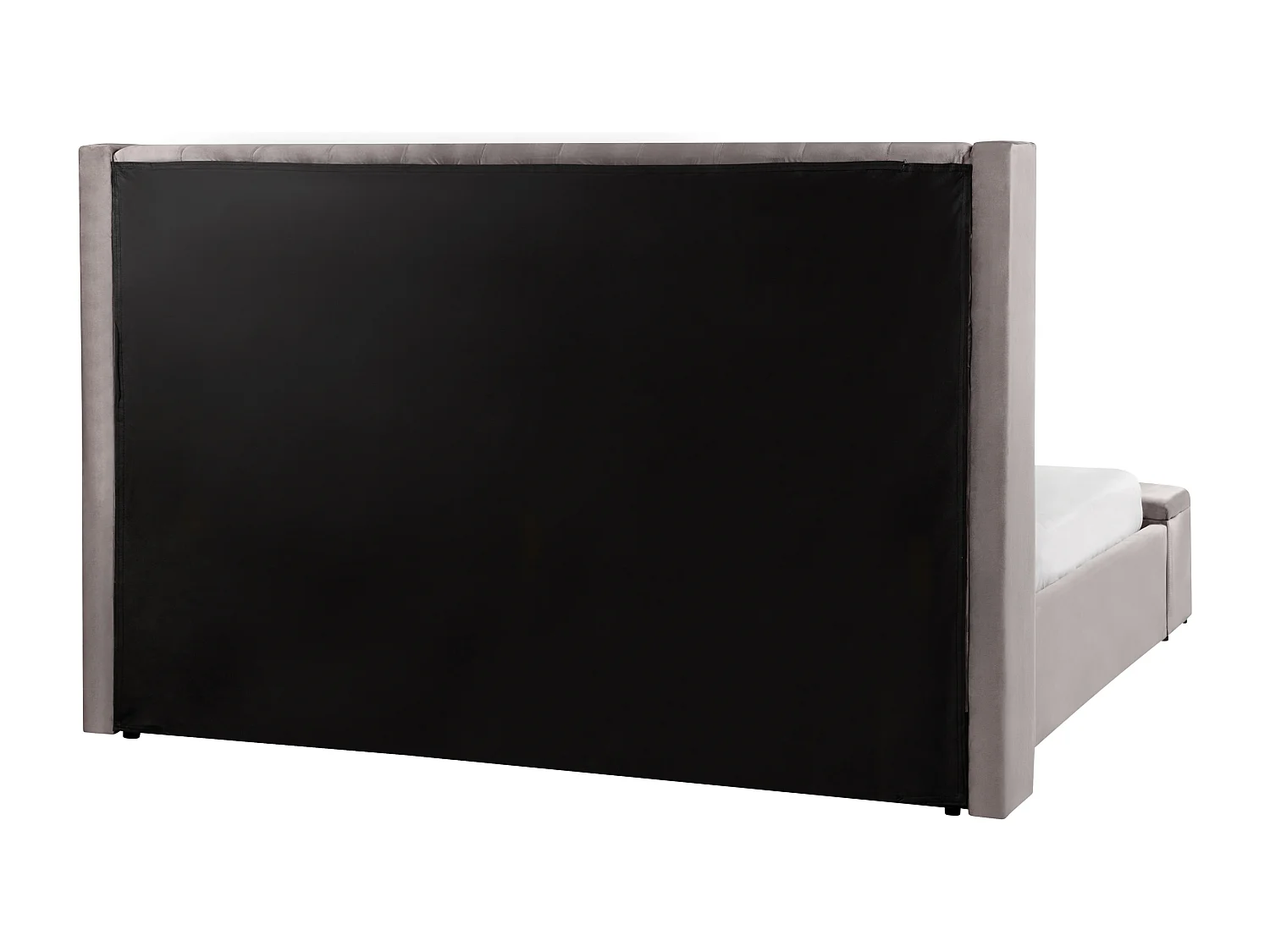 Lit à eau avec banquette de rangement Velours NOYERS 180 x 200 cm Gris