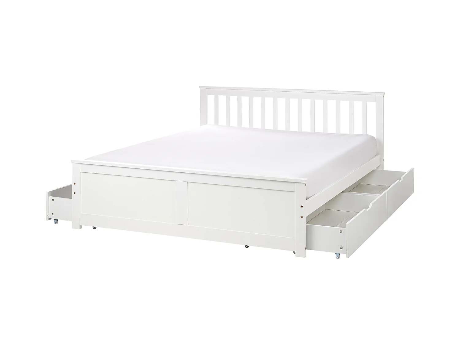 Letto con cassetti contenitori Legno di pino OLENDON 160 x 200 cm Bianco