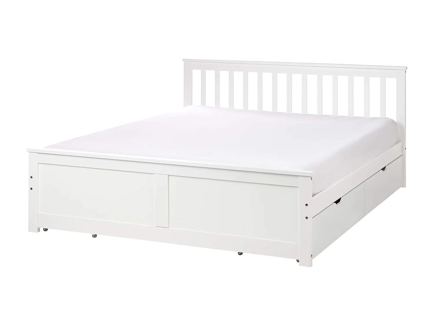 Bett mit Schubladen Kiefernholz OLENDON 160 x 200 cm Weiss
