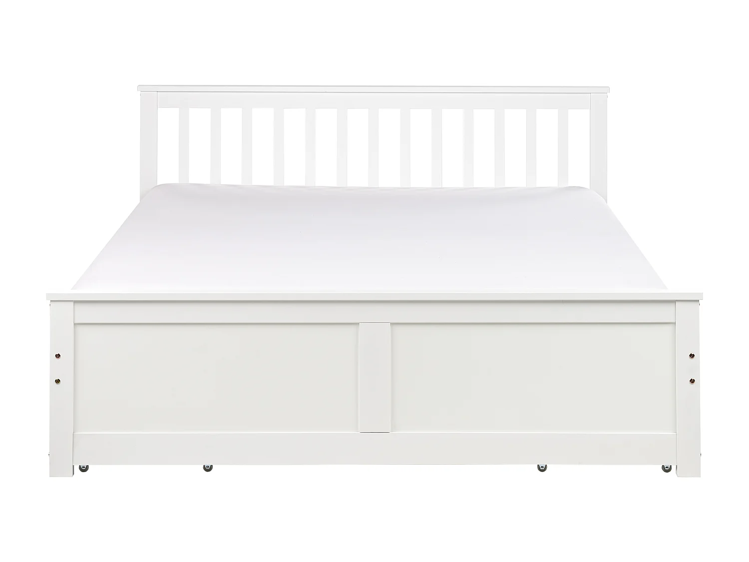 Bett mit Schubladen Kiefernholz OLENDON 160 x 200 cm Weiss