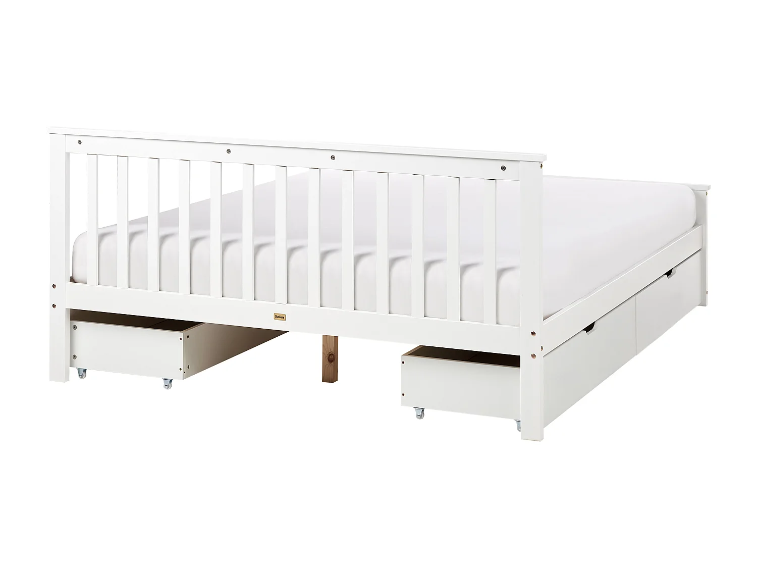 Bett mit Schubladen Kiefernholz OLENDON 160 x 200 cm Weiss