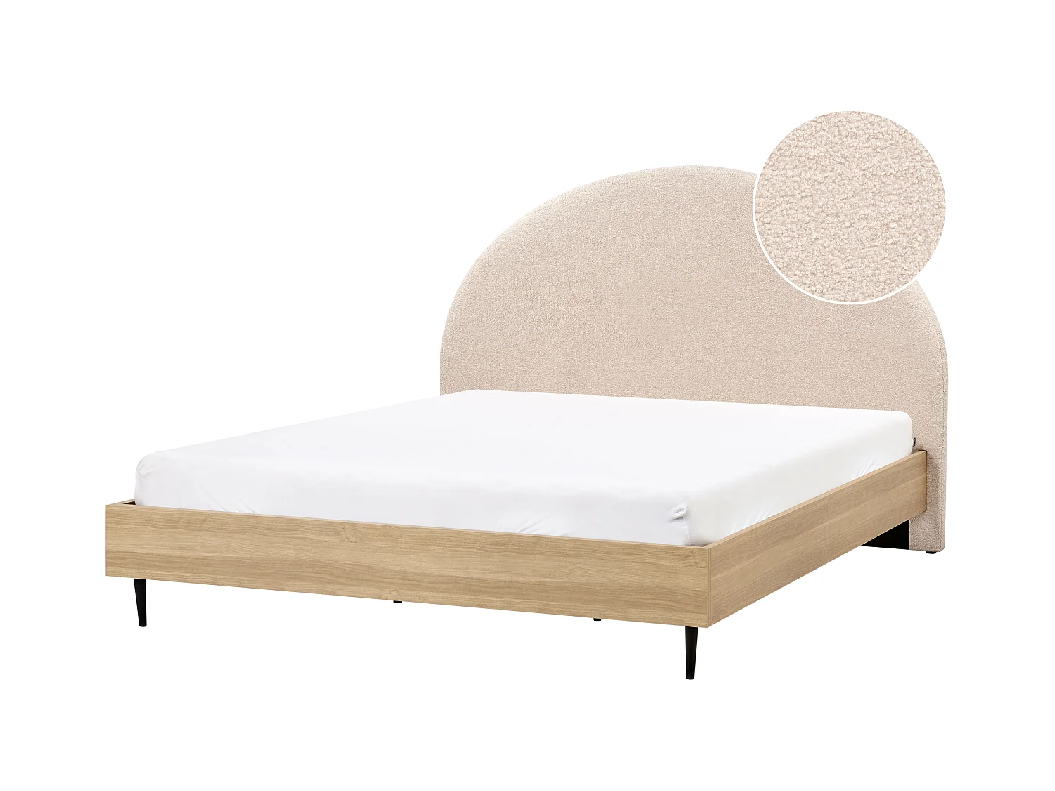 Lit avec sommier Bouclé MILLAY 180 x 200 cm Beige