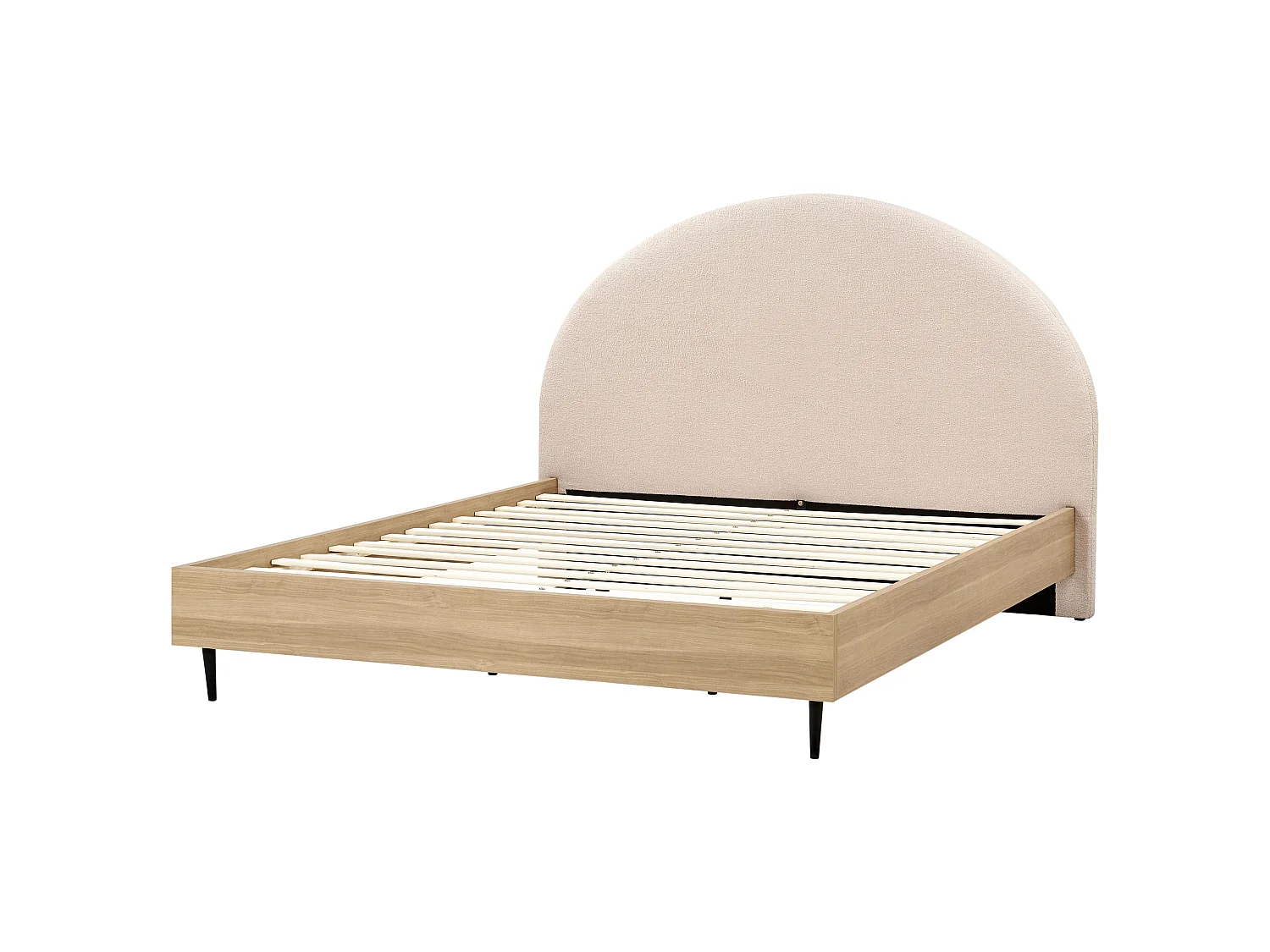 Säng med lamellram Bouclé MILLAY 180 x 200 cm Beige