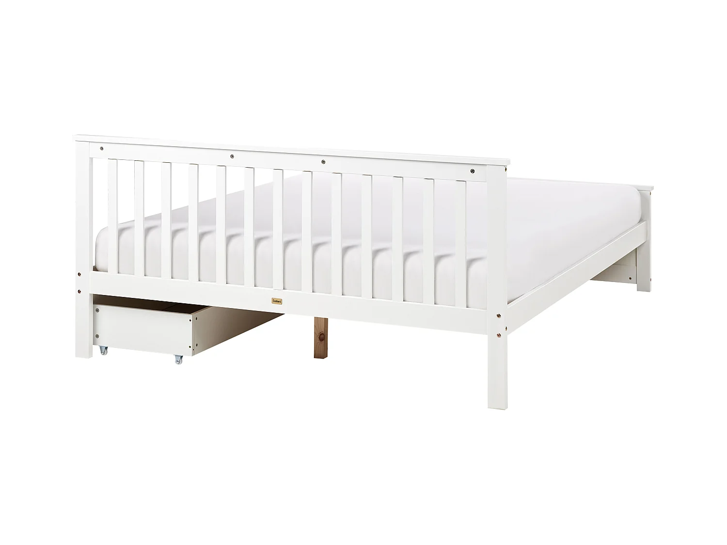 Lit avec tiroirs de rangement Bois de pin OLENDON 160 x 200 cm Blanc