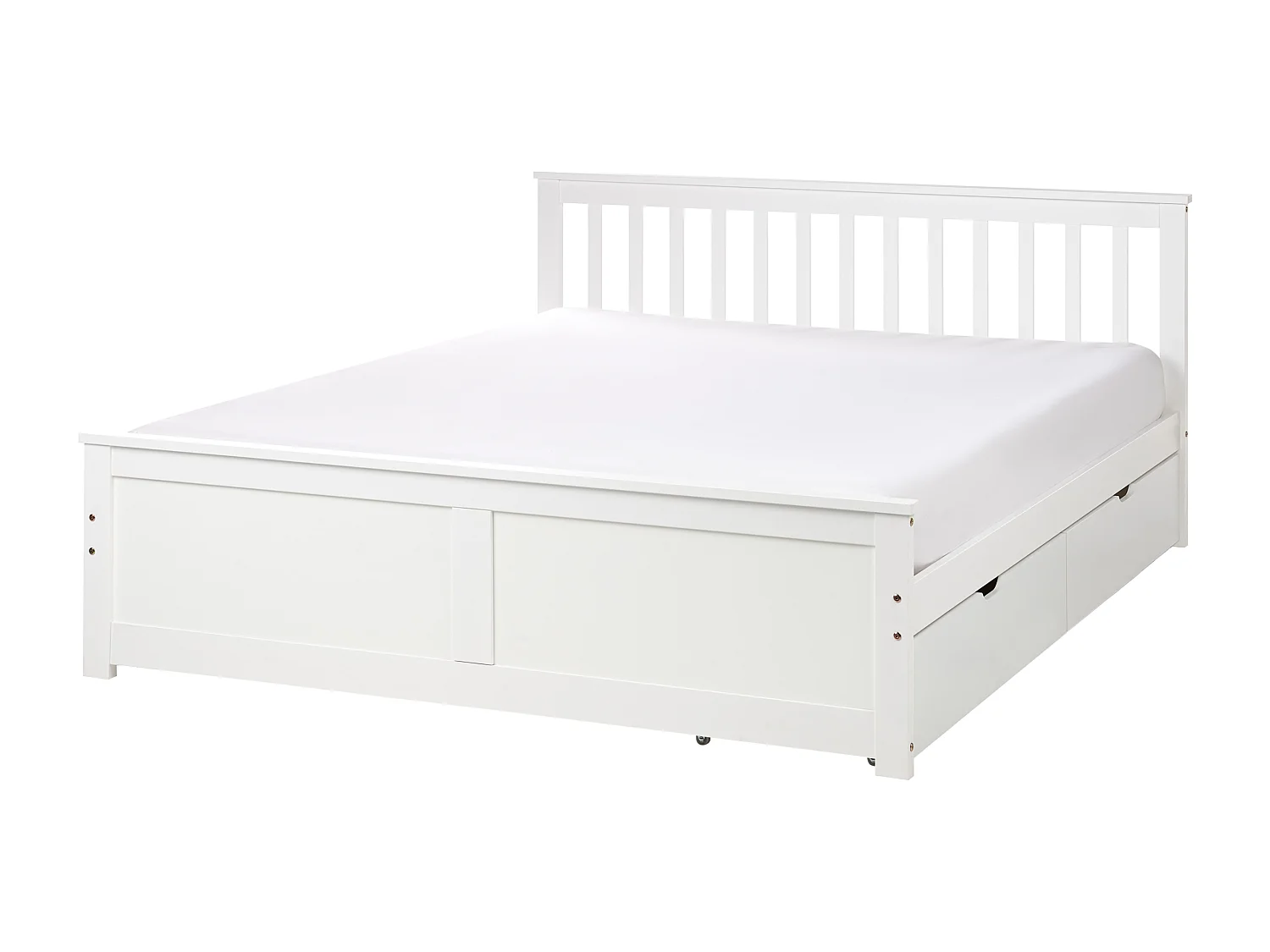 Lit avec tiroirs de rangement Bois de pin OLENDON 160 x 200 cm Blanc