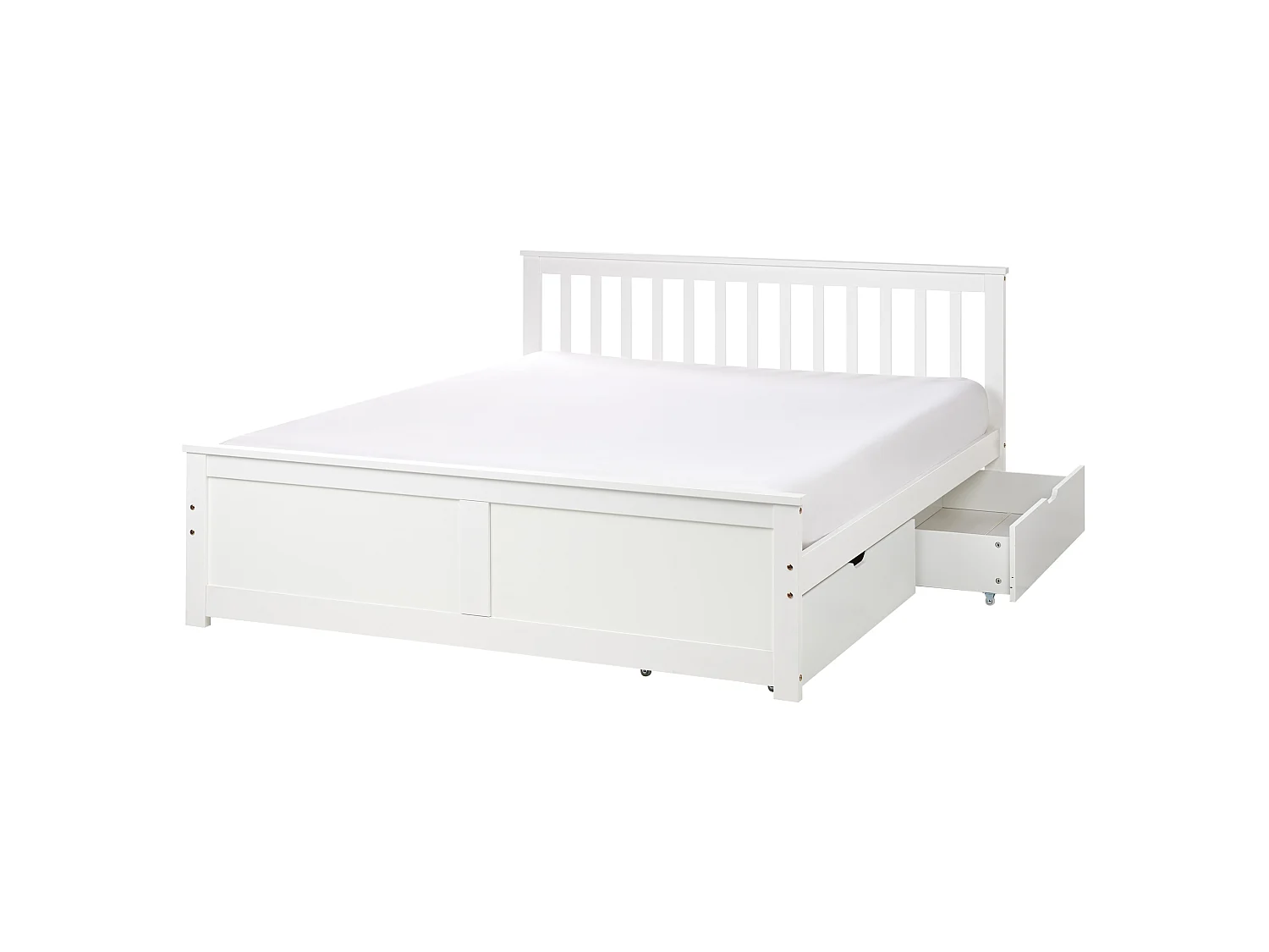 Bed with 2 Drawers OLENDON Pine Wood White 160 x 200 cm (EU King Size)