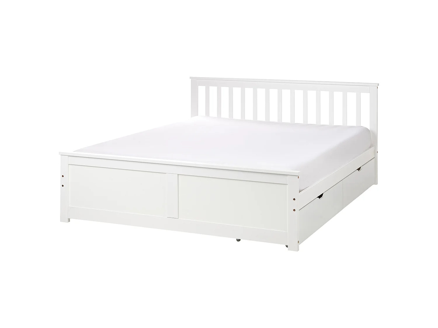 Bed with 2 Drawers OLENDON Pine Wood White 160 x 200 cm (EU King Size)