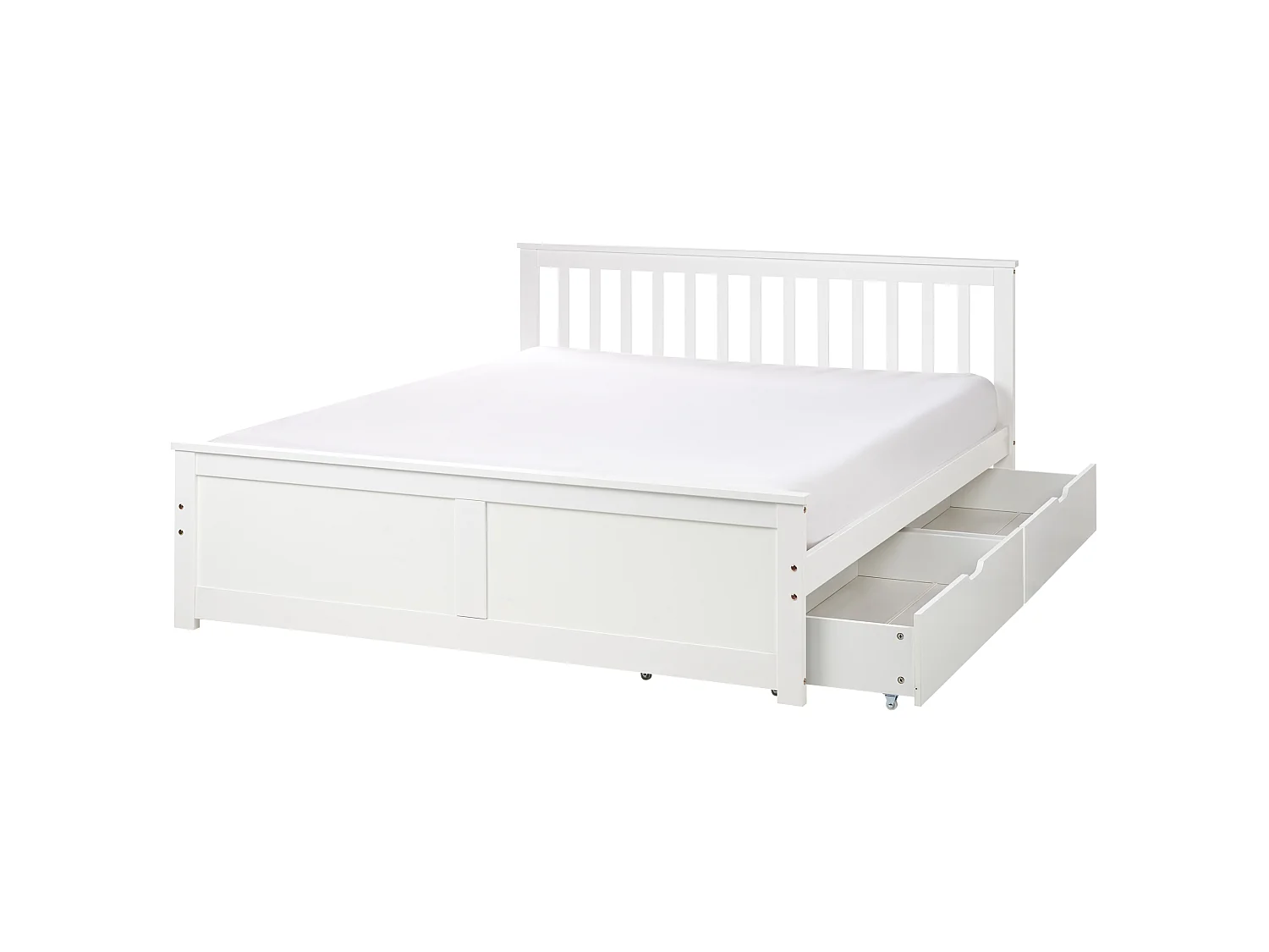 Bed with 2 Drawers OLENDON Pine Wood White 160 x 200 cm (EU King Size)