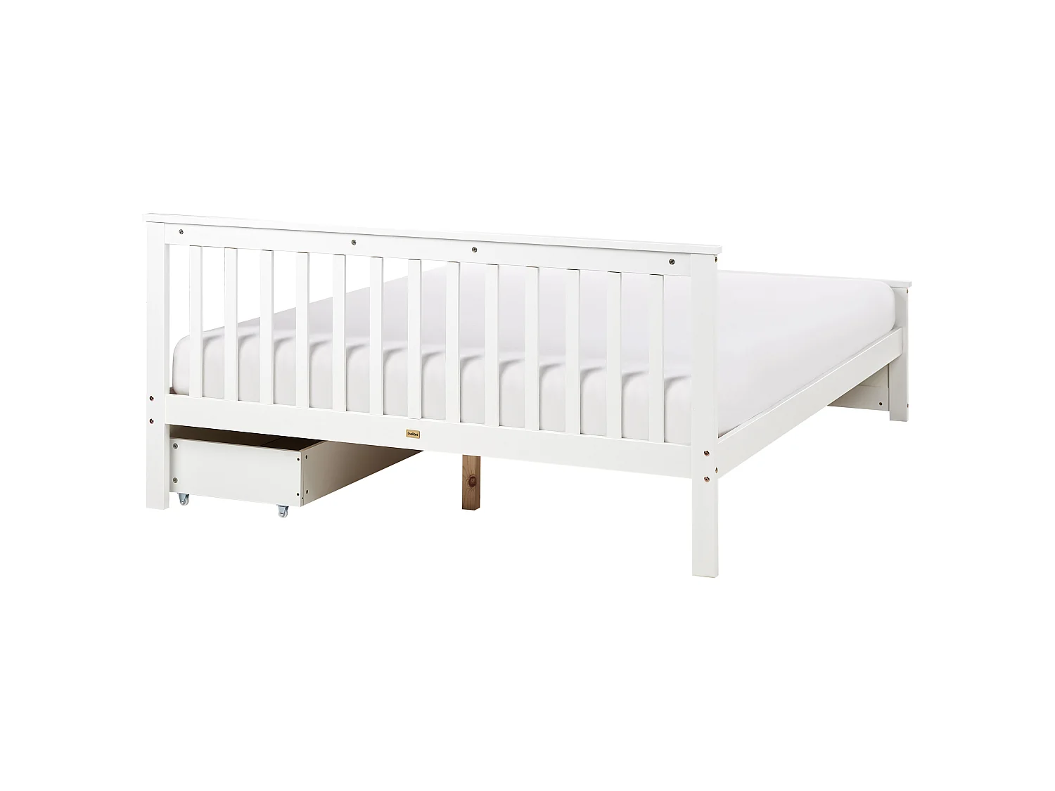 Bed with 2 Drawers OLENDON Pine Wood White 160 x 200 cm (EU King Size)