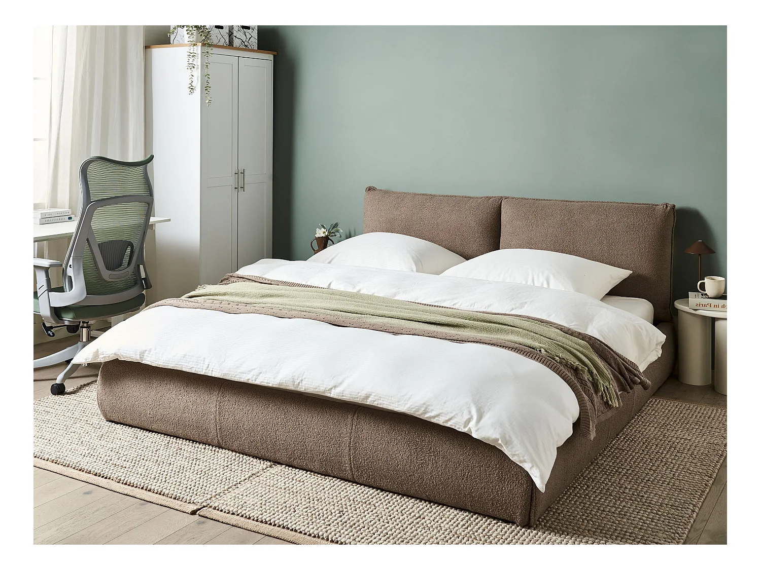 Lit avec sommier Bouclé VINAY 180 x 200 cm Marron