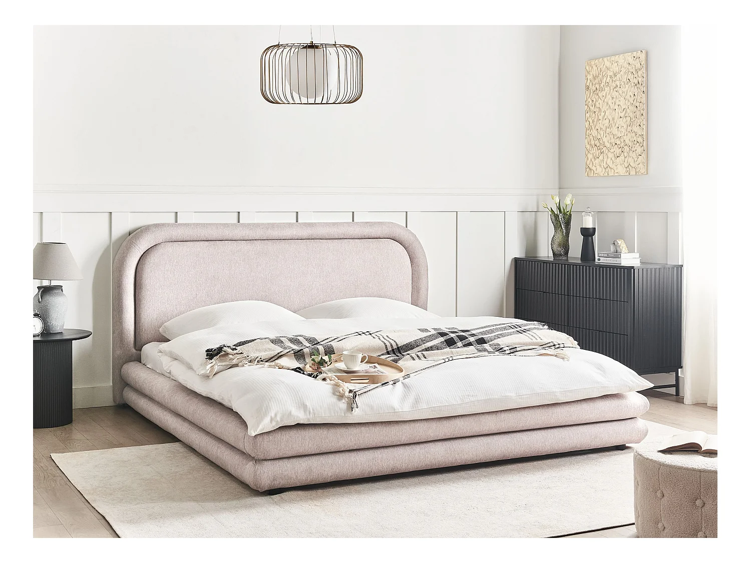 Bett mit Lattenrost Kunstleinen LAVARDENS 180 x 200 cm Taupe