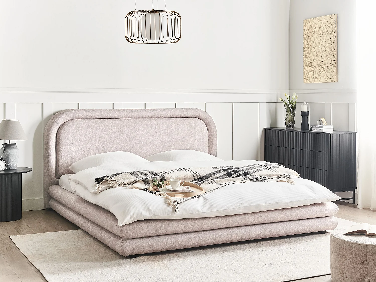 Lit avec sommier Lin synthétique LAVARDENS 180 x 200 cm Taupe