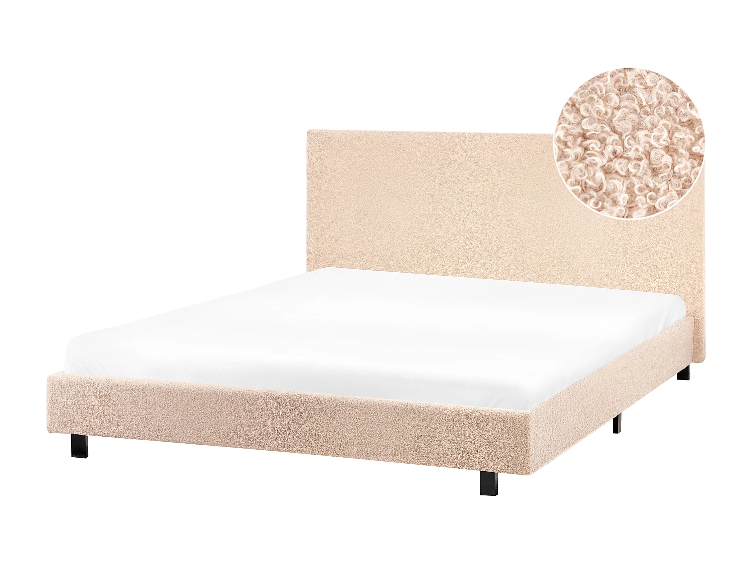 Lit à eau Bouclé ALBI 140 x 200 cm Beige