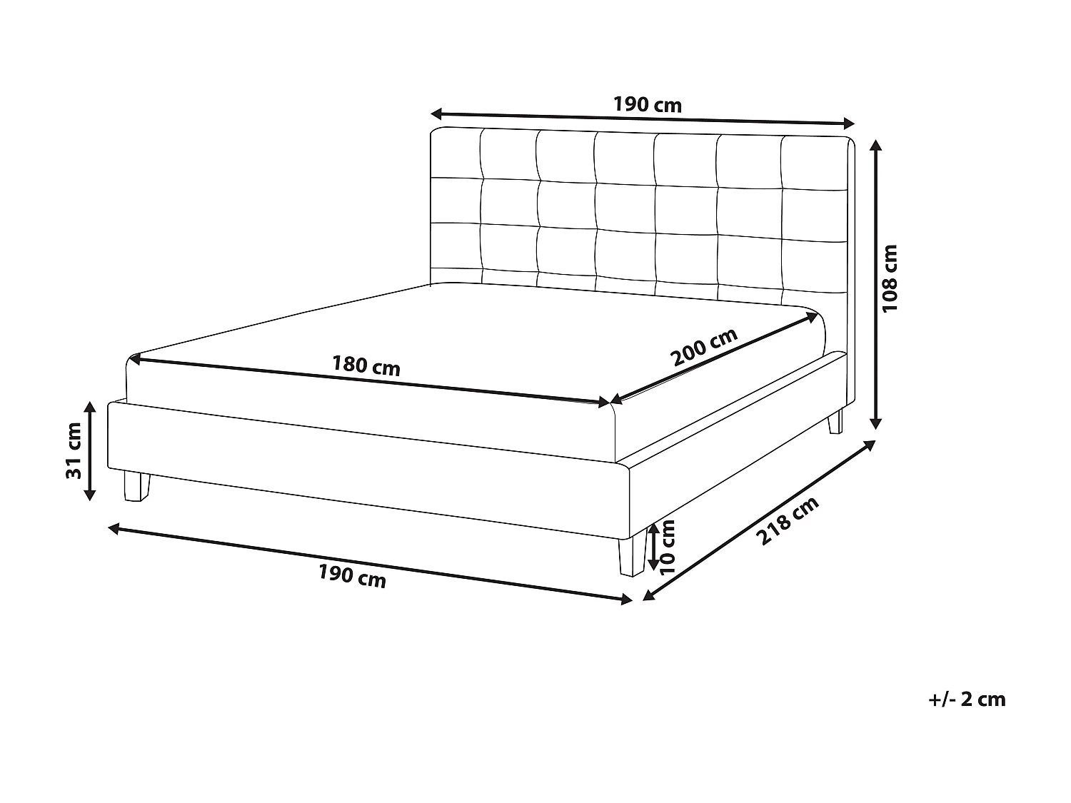 Waterbed Stof ROCHELLE 180 x 200 cm Donkergrijs