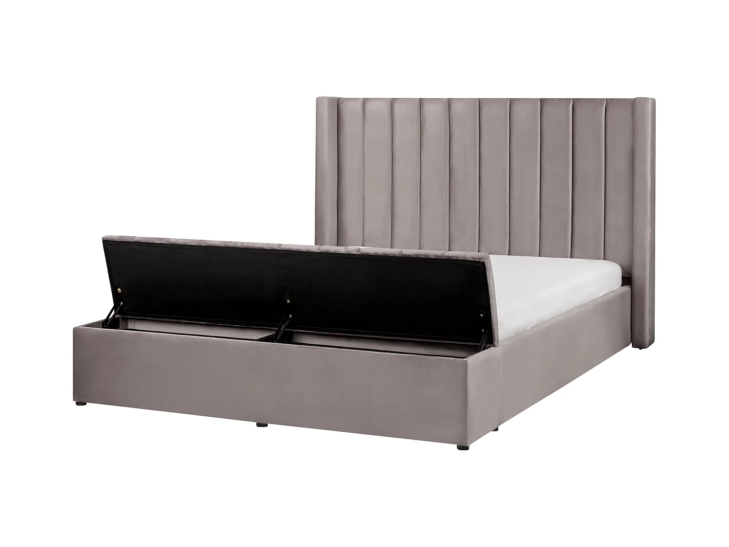 Lit à eau avec banquette de rangement Velours NOYERS 160 x 200 cm Gris