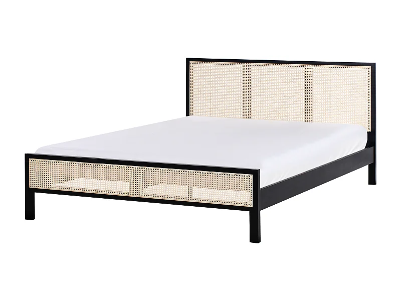 Lit avec sommier Bois de pin SALERNAS 180 x 200 cm Noir