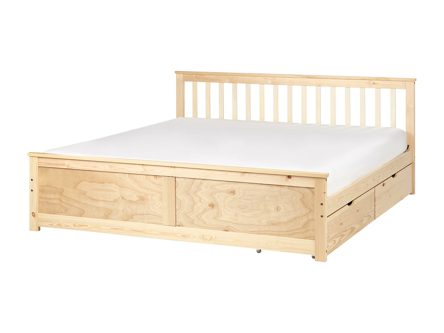 Lit avec tiroirs de rangement Bois de pin OLENDON 180 x 200 cm Marron clair