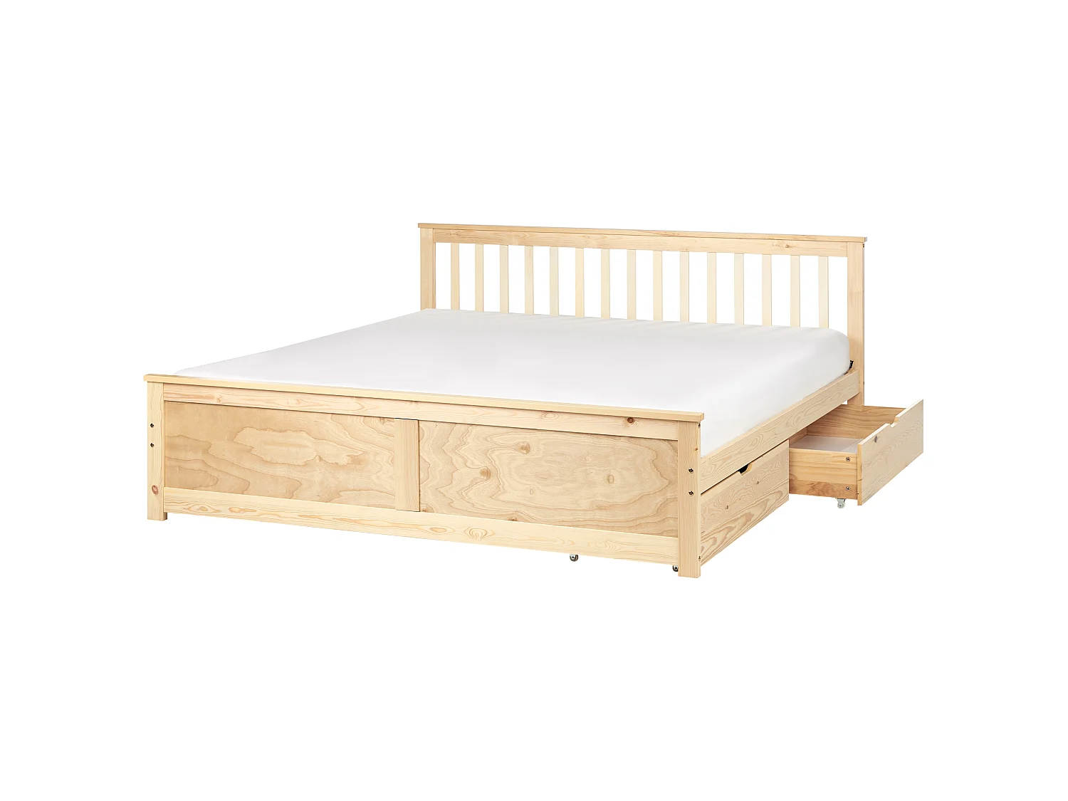 Bed with 2 Drawers OLENDON Pine Wood Light Brown 180 x 200 cm (EU Super King)